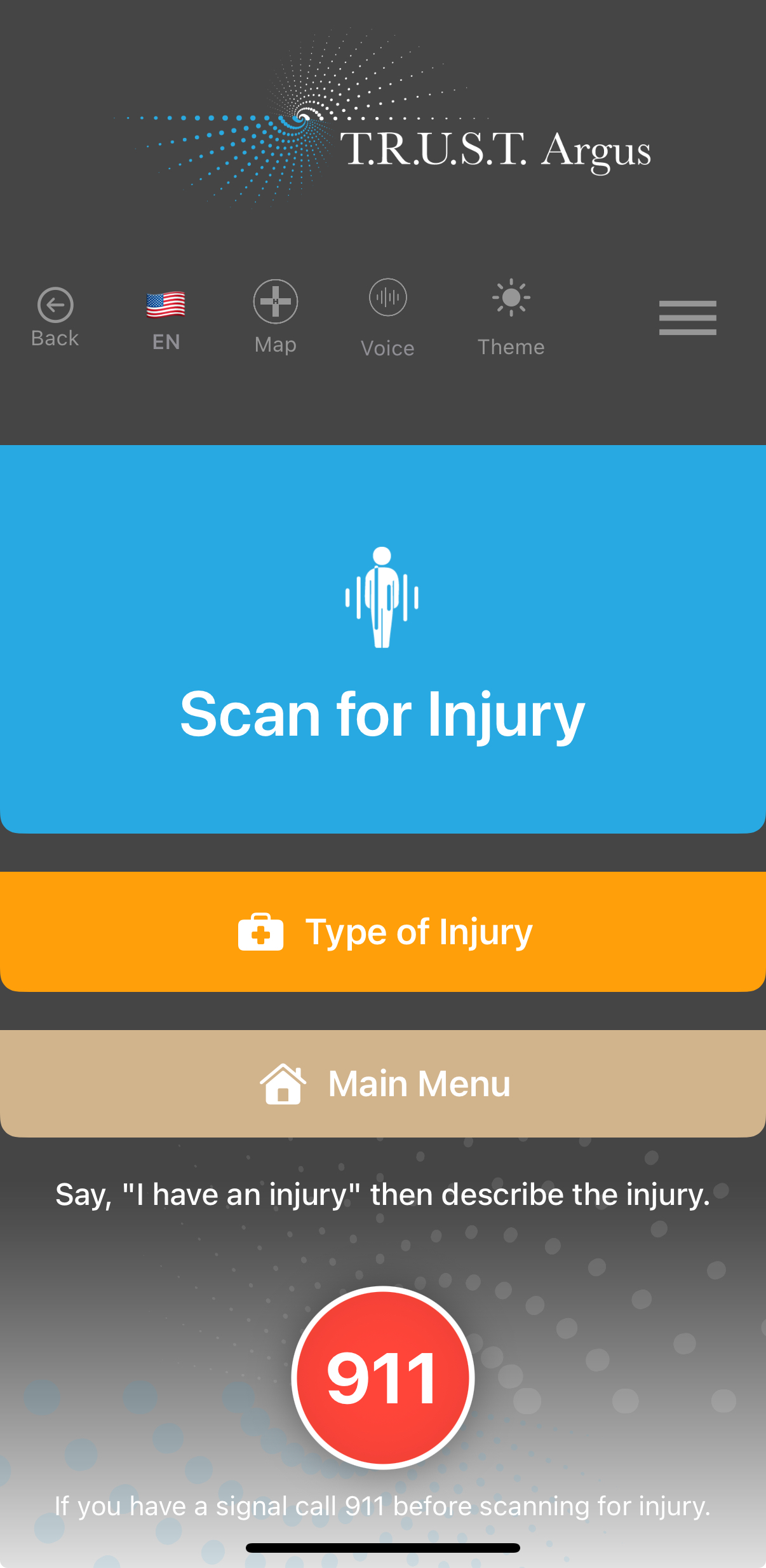 Scan Injury screen
